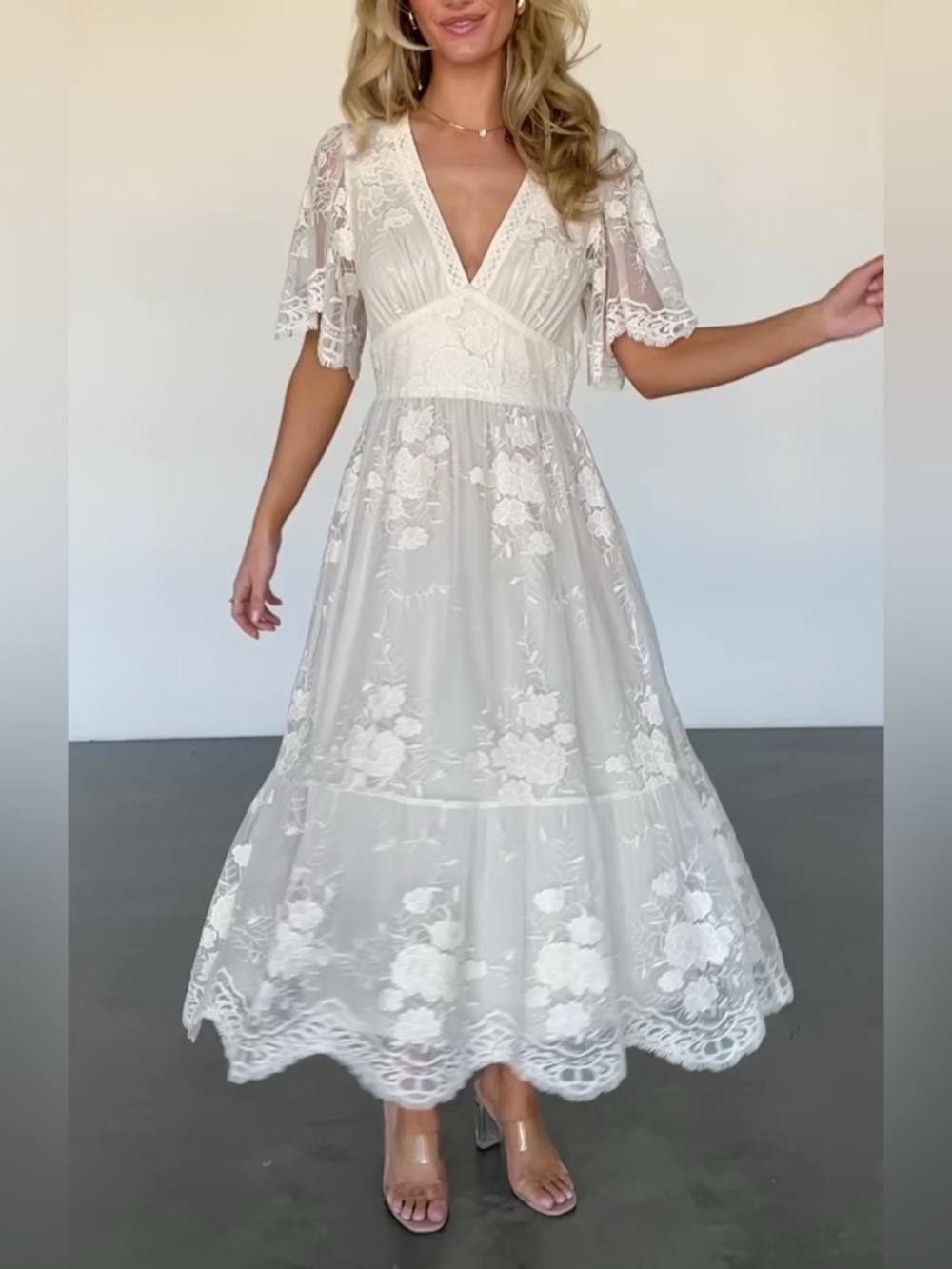 NEW Balticborn Clarisa Lace Midi Dress in Vintage Cream XL